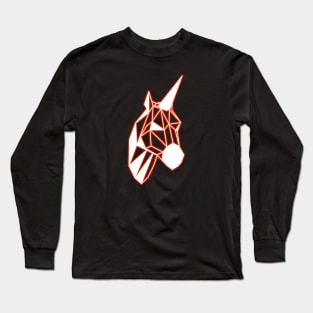 Low Poly Line Unicorn Red Light Long Sleeve T-Shirt